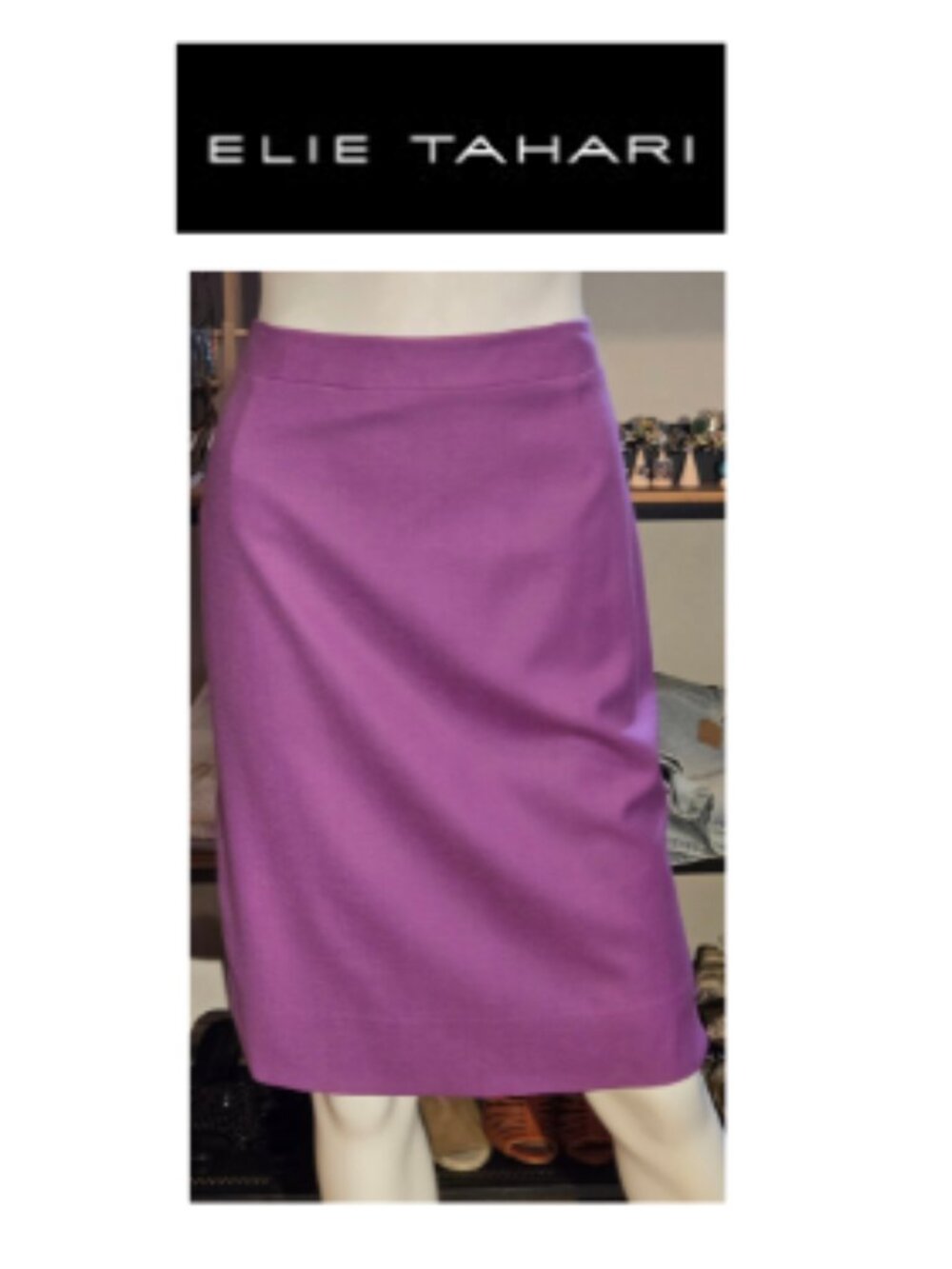 NEW Purple Couture Designer Elie Tahari wool Pencil Skirt Size 8 Medium